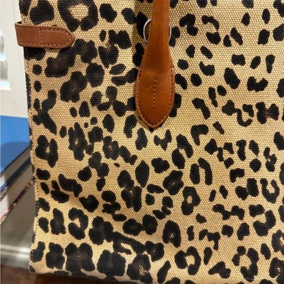 Ralph Lauren Leopard Print Canvas Tote Bag with Brown Accents - Picture 6 of 13